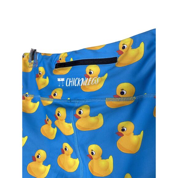ChicknLegs Running Leggings, Rubber Ducky, Yellow/Blue/Teal, Sz Large - Picture 3 of 7